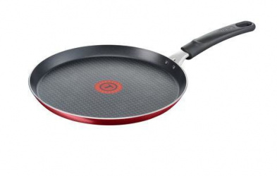 T-Fal Sartén para Crepas, 25cm, Antiadherente, Negro/Rojo 