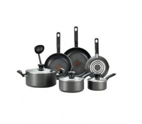 T-Fal Juego de Batería Initiative, Aluminio, Antiadherente, 10 Piezas, Negro 