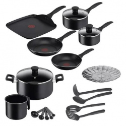 T-Fal Batería de Cocina Easy Care, Titanio, Antiadherente, 20 Piezas 
