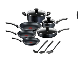 T-Fal Batería de Cocina B473SC84, Aluminio, Antiadherente, 12 Piezas 