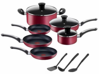 T-Fal Batería de Cocina B474SC84, Aluminio, Antiadherente, 12 Piezas 