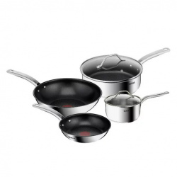 T-Fal Juego de Batería Intuition, Antiadherente, 6 Piezas, Acero Inoxidable 