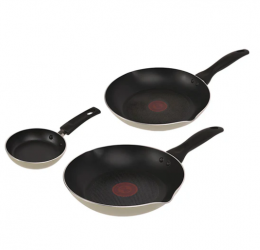 T-Fal Sartén Easy Care, 3 Piezas, Antiadherente, Aluminio, Negro  