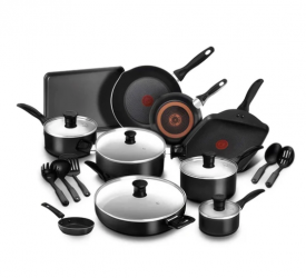 T-Fal Batería de Cocina B938SK84 20 Titanium, Metal, Antiadherente, 20 Piezas 