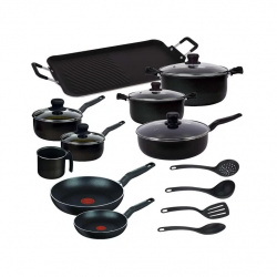 T-Fal Batería de Cocina Vital, Aluminio, Antiadherente, 18 Piezas 