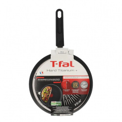 T-Fal Comal para Crepas Hard Titanium Plus, 25cm, Antiadherente, Negro/Rojo 