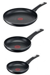 T-Fal Juego de Sartenes Hard Titanium, 3 Piezas, Antiadherente, Negro 