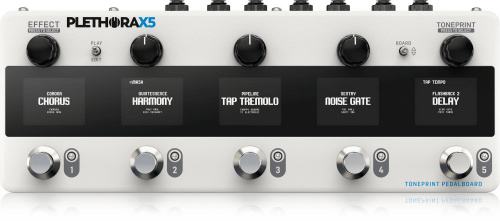TC Electronic Pedal Chorus/Harmony/Trémolo/Noise/Delay PLETHORA X5, Negro/Blanco 