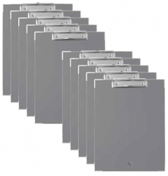 Techmakro Tabla de Cartón/PVC con Agarrapapeles, Tamaño Carta, Plata 