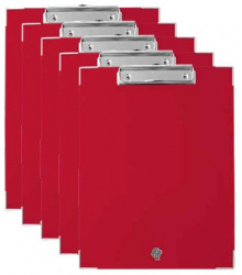 Techmakro Tabla de Cartón/PVC con Agarrapapeles, Tamaño A4, Rojo 