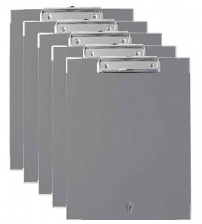 Techmakro Tabla de Cartón/PVC con Agarrapapeles, Tamaño A4, Gris 