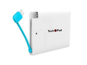 Cargador Portátil TechPad Power Bank PB1, 2500mAh, Blanco 