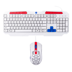 Kit de Teclado y Mouse TechZone NS-GC02, Alámbrico, USB, Blanco/Rojo (Inglés) 