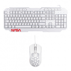 Kit Gamer de Teclado y Mouse TechZone Nasa NS_GC01, Alámbrico, USB 2.0, Blanco (Inglés) 