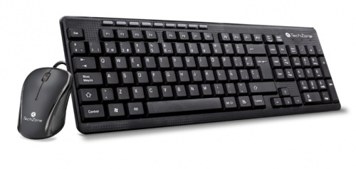 Kit de Teclado y Mouse TechZone TZ19COMB01-LA, Alámbrico, USB, Negro (Español) 