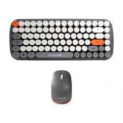 Kit de Teclado y Mouse TechZone TZ20COMB01-INA, Inalámbrico, USB, Gris/Naranja/Blanco (Inglés) 