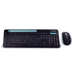 Kit de Teclado y Mouse TechZone TZ20COMB02-INA, Inalámbrico, USB, Negro/Azul (Español) 