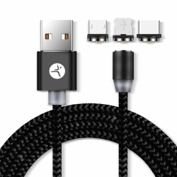 TechZone Cable de Carga USB A Macho - Micro USB/USB C/Lightning Macho, 1 Metro, Negro, para iPhone/iPad/Smartphone 