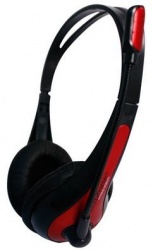 Techzone Audífonos Multimedia con Micrófono, Negro/Rojo 