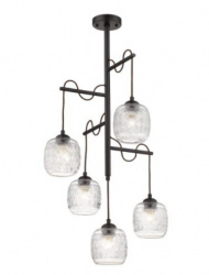 Tecnolite Lámpara Colgante de Cristal Fulu III, Interiores, hasta 300W, Base E27, Negro, para Casa/Iluminación Comercial - No Incluye Foco 