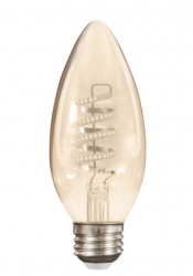 Tecnolite Foco Vintage Regulable Tipo Vela LED, Luz Suave Cálida, Base E27, 3.8W, 420 Lúmenes, Ámbar 