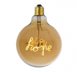 Tecnolite Foco Vintage Regulable LED, Luz Suave Cálida, Base E27, 4W, 190 Lúmenes, Dorado, Palabra Hope 