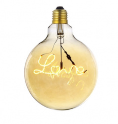 Tecnolite Foco Vintage Regulable LED, Luz Suave, Base E27, 4W, 190 Lúmenes, Dorado, Palabra Love 