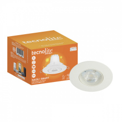 Tecnolite Lámpara LED Inteligente Downlight para Techo Naos I Smart, Regulable, Interiores, WiFi, Luz Blanca Dinámica, 5W, 350 Lúmenes, Blanco, para Casa 
