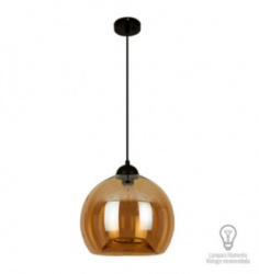 Tecnolite Lámpara Colgante de Cristal Atenea, Interiores, hasta 60W, Base E27, Ámbar, para Casa/Iluminación Comercial - No Incluye Foco 