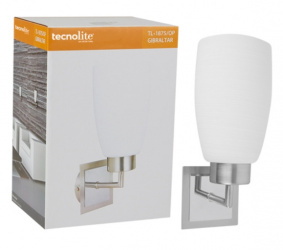 Tecnolite Lámpara para Pared Gibraltar, Interiores, 8.5W, Base E27, Plata, para Casa - No Incluye Foco 