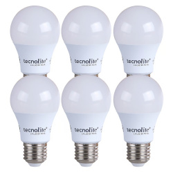 Tecnolite Foco LED A19-LED/007/65, Luz de día, Base E27, 5W, 450 Lúmenes - 6 Piezas 