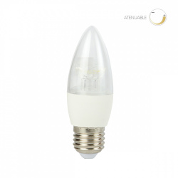 Tecnolite Foco Regulable Tipo Vela LED, Luz Suave Cálida, Base E27, 6W, 470 Lúmenes, Blanco 