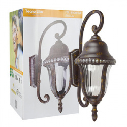 Tecnolite Lámpara Farol para Pared Rocca, Exteriores, máx. 26W, Base E27, Bronce, para Casa - No Incluye Foco 