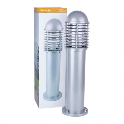 Tecnolite Lámpara Mini Poste Almodovar, Exteriores, Base 27, 15W, Plata, para Iluminación Comercial/Casa - No Incluye Foco 