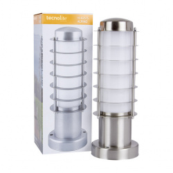 Tecnolite Lámpara Mini Poste para Piso Alpino, Exteriores, Base E27, máx. 60W, Plata, para Iluminación Comercial/Casa - No Incluye Foco 
