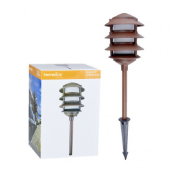 Tecnolite Lámpara Mini Poste con Estaca Antequera, Exteriores, Base E27, 13W, Café - No Incluye Foco 