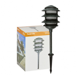 Tecnolite Lámpara Mini Poste con Estaca Antequera, Exteriores, Base E27, 13W, Verde - No Incluye Foco 