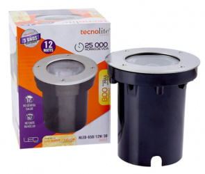 Tecnolite Lámpara LED de Piso Empotrable Calicut, Exteriores, Luz Suave Cálida, 12W, 800 Lúmenes, Negro/Gris, para Casa 