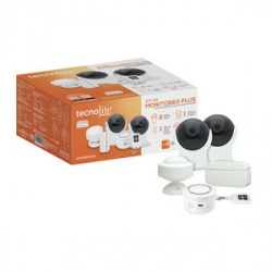 Tecnolite Kit de Vigilancia Monitoreo Plus de 2 Cámaras IP Inteligentes, con Sensor de Apertura, Sensor de Movimiento y Alarma 