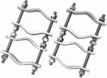 Telewave Kit de Abrazaderas Dobles para Mástiles, 3.8 - 8.9cm, Acero Galvanizado, 2 Piezas 