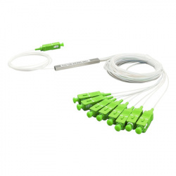 Tempo Cable Divisor Óptico PLC, 1 x 8 SC/APC, 1.5 Metros, Blanco/Verde 