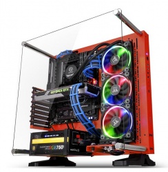Gabinete Thermaltake Core P3 SE Red Edition con Ventana LED RGB, Midi-Tower, ATX/Micro-ATX/Mini-ITX, USB 2.0/3.0, sin Fuente, Rojo 