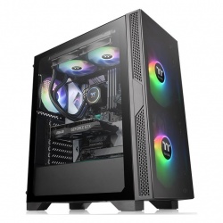 Gabinete Thermaltake Versa T25 TG con Ventana RGB, Midi Tower, ATX/micro ATX/Mini-ITX, USB 2.0/3.2, sin Fuente, 1 Ventilador RGB Instalado, Negro 