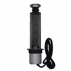 Thorsman Torre Multicontactos, 3 Contactos, Negro 