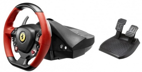 Thrustmaster Volante + Pedales Ferrari 458 Spider, Alámbrico, Rojo/Negro, para Xbox One 