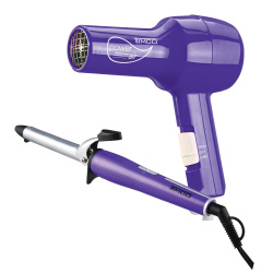 Timco Secadora y Tenaza Rizadora de Cabello COMTC1800TR21, 215° C, 2 Velocidades, Morado 