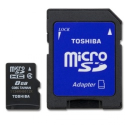 Memoria Flash Toshiba, 8GB microSDHC Clase 4, con Adaptador 