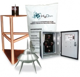 Total Ground Kit de Pararrayo con Punta, 200 Metros - incluye Electrodo/Acoplador/H2Ohm/Mástil 