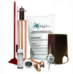 Total Ground Kit Pararrayos con Punta, 80 Metros — incluye Conectores/Aerosol/Base Plana con Mástil/Registro 