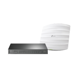 Access Point TP-Link Gigabit Ethernet de Banda Dual EAP225, 300Mbit/s, Inalámbrico, 1x RJ-45, 2.4/5GHz, 3 Antenas de 5dBi - incluye Switch T1500G-10PS 